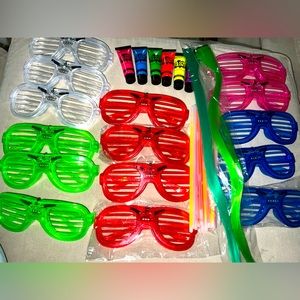 Glow in the Dark Neon Party Supplies. The glasses are battery included.